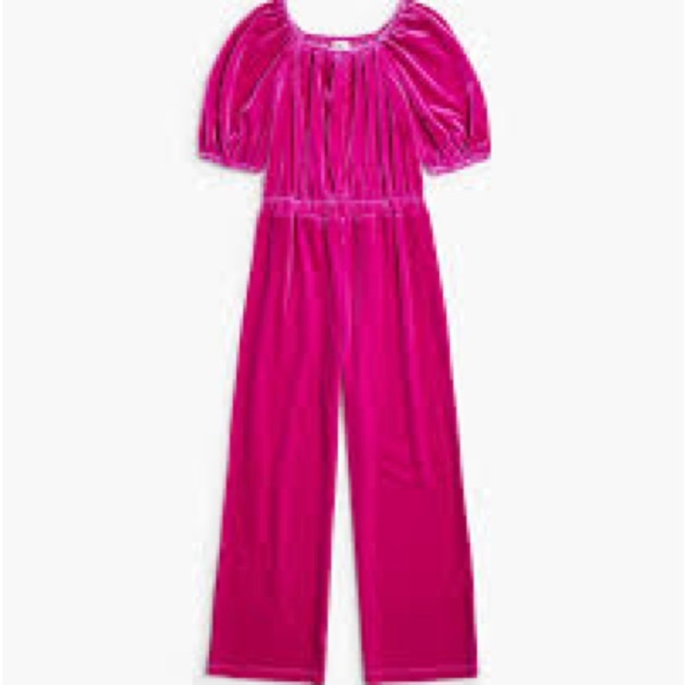 Crewcuts Vibrant Pink Velvet Jumpsuit Easter outfit